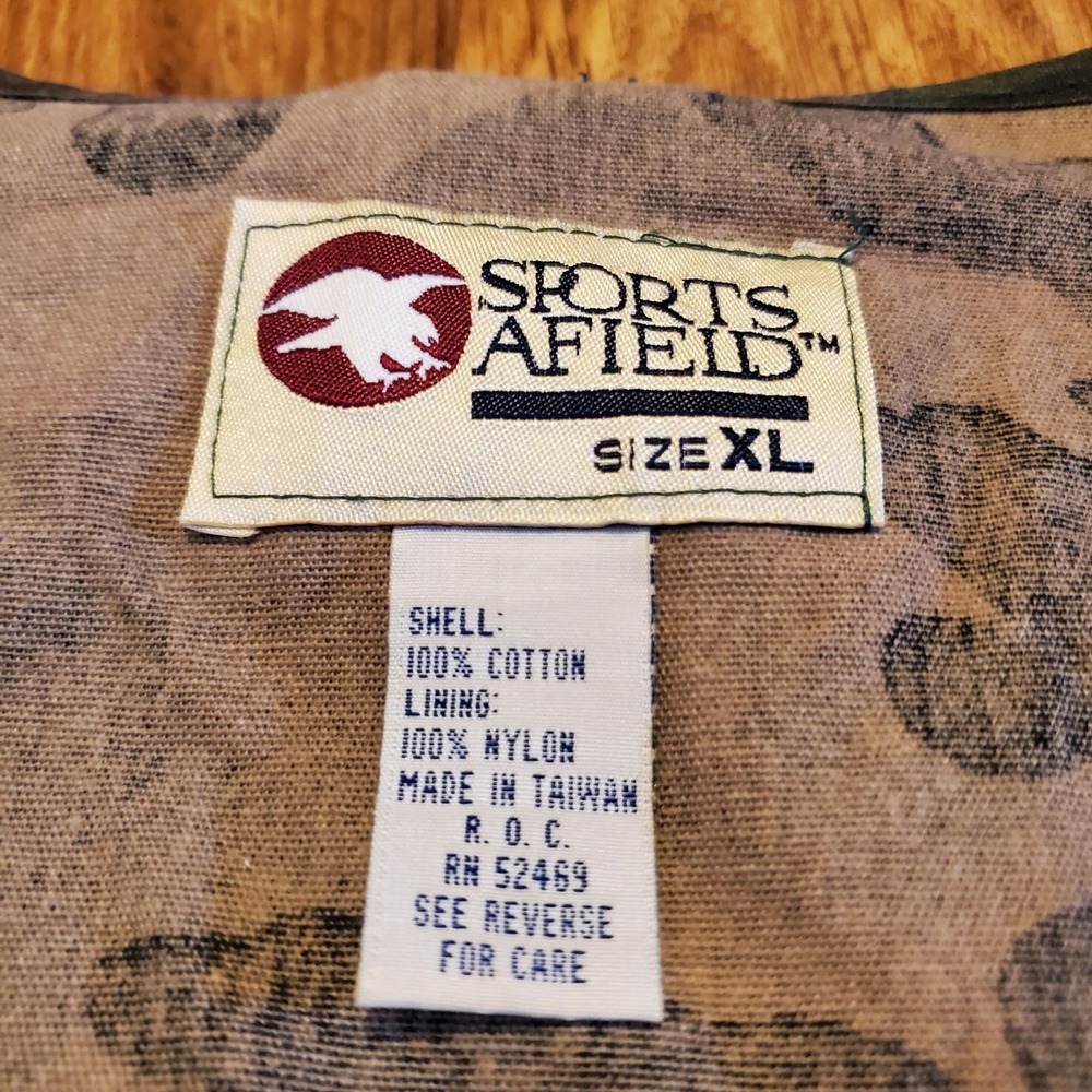 Vintage Hunting Vest Men XL Green Camouflage Zip Game Bag Shell Loops Afield - Picture 6 of 8